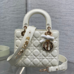 DIOR LADY SMALL WHITE GOLD HARDWARE