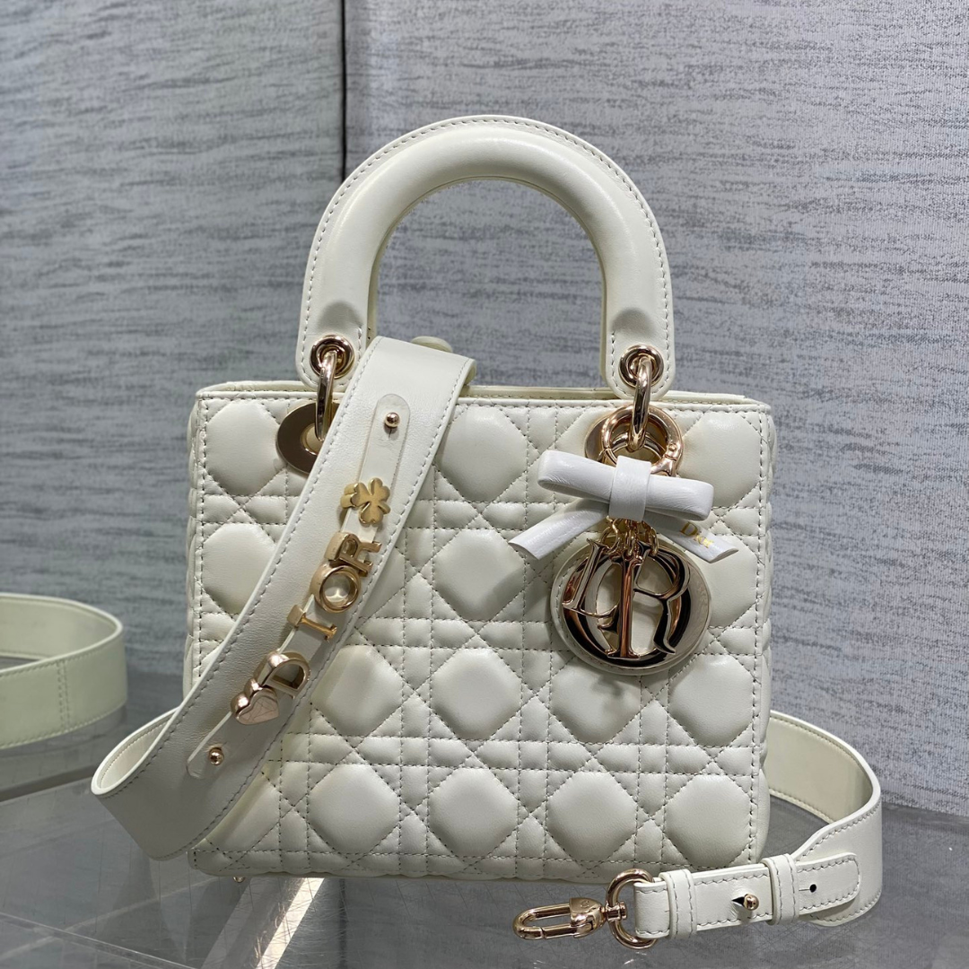 Untitled-design-32.png DIOR LADY SMALL WHITE GOLD HARDWARE - Image 1