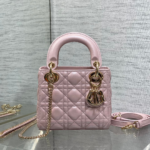 DIOR LADY DIOR MINI PINK GOLD HARDWARE
