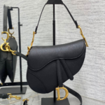 Christian Dior Saddle Bag in Black Gold Hardware