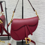 Christian Dior Saddle Bag in Red Gold Hardware