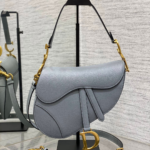 Dior Saddle Bag in Deep Grey-Blue Gold Hardware