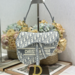 Christian Dior Saddle Bag in grey Oblique embroidered