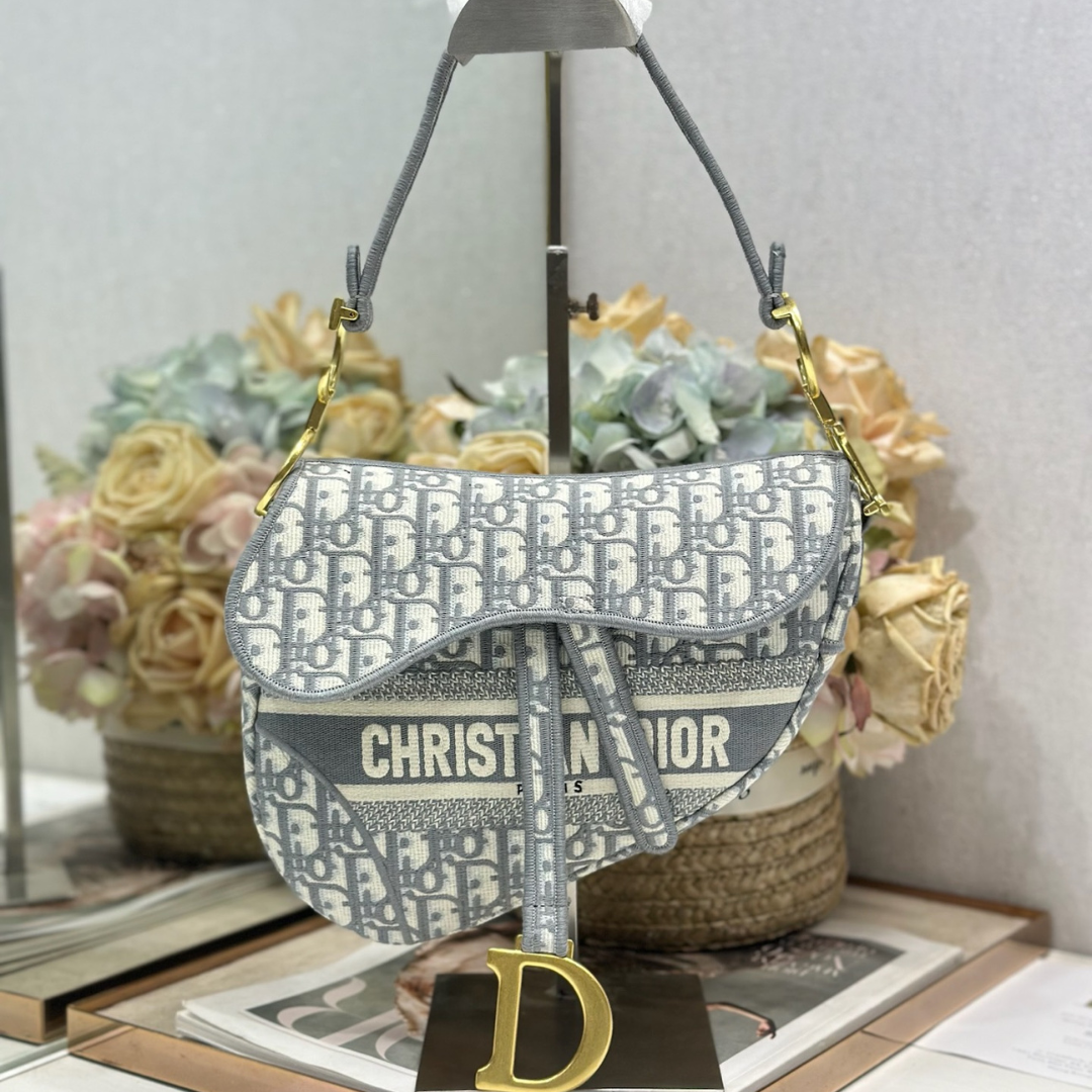 Untitled-design-48.png Christian Dior Saddle Bag in grey Oblique embroidered - Image 1