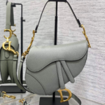 Dior Saddle Bag in Stone Gray Gold Hardware