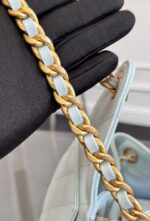 CHANEL 25 HANDBAG 30 IN LGITH BLUE CAVIER GOLD HARDWARE - Image 6