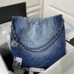 Chanel 22 Small Denim Hobo Bag - Image 4