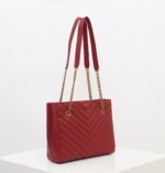 Saint Laurent Tribeca shoulder bag in burgundy leather - Image 4