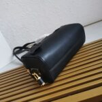 Prada Black Medium leather top-handle bag with padlock - Image 6