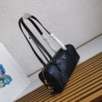 Prada Black Medium leather top-handle bag with padlock - Image 7
