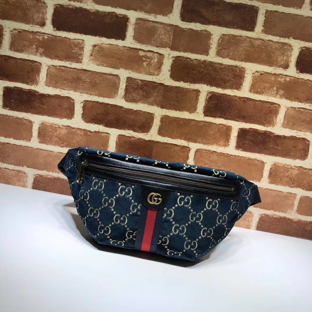 b3676f0c.jpeg Gucci Belt Bag GG Velvet Blue in Velvet with Brass-tone - Image 1