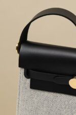 HN Herbag Mini in Ecru/Black gold hardware - Image 3