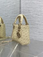 Christian Dior Mini Lady Dior bag in Beige ostrich leather - Image 4