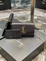 Saint Laurent Grain De Poudre Uptown Chain Wallet White - Image 4