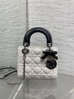 Dior Mini Lady Dior Bag with Chain in two-tone latte and black - Image 3