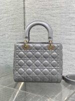 Dior Medium Lady in Grey Gold Hardware - Image 4