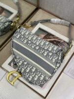Christian Dior Saddle Bag in grey Oblique embroidered - Image 4