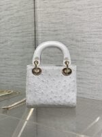 Christian Dior Mini Lady Dior bag in white ostrich leather - Image 4