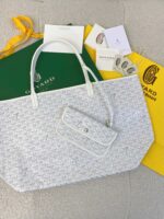 Goyard White Goyardine Canvas & Chevroches Calfskin Saint Louis PM Tote - Image 2