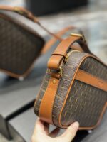 Saint Laurent  Canvas Smooth Calfskin Le Monogramme Camera Bag Chestnut - Image 3