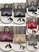 Saint Laurent Paris Saint Laurent Red Croc Embossed Leather Nano Classic Sac De Jour Tote - Image 6