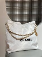 CHANEL 22 Bag Small White Lambskin Leather - Image 2