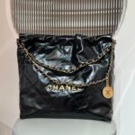 CHANEL 22 Bag Small Gold & Black Lambskin Leather