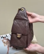 CHANEL 25 Small Handbag Grained Calfskin & Gold-Tone Metal Brown - Image 3