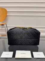 CHANEL 25 Small IN BLACK-GRAY DENIM WITH GOLD HARDWARE - Image 3