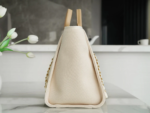 CHANEL TOTE BAG 39 ATTACHED PEARL LOGO IN BEIGE CANVAS GOLD HARDWARE - Image 3