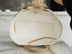 CHANEL TOTE BAG 39 ATTACHED PEARL LOGO IN BEIGE CANVAS GOLD HARDWARE - Image 2