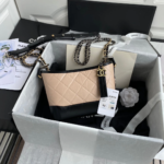 CHANEL GABRIELLE MINI 20 HOBO BAG IN ALMOND BEIGE MIX BLACK - Image 8