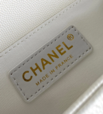 CHANEL MEDIUM 25 BOY BAG IN WHITE LAMBSKIN GOLD HARDWARE - Image 5