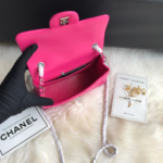 CHANEL 20 CLASSIC SMALL DOUBLE FLAP BAG IN DEEP PINK CALFSKIN - Image 2