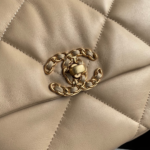 CHANEL LARGE 30 FLAP BAG IN BEIGE CREAM LAMBSKIN - Image 3