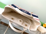 CHANEL SHOPPING BAG 34 IN WHITE RED AND NAVY BLUE CANVAS - Image 8