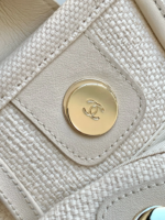 CHANEL SHOPPING BAG 34 IN WHITE RED AND NAVY BLUE CANVAS - Image 6