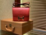 HN Rouge Vif Ostrich Constance Mini 18 gold hardware