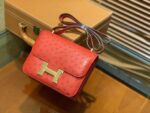 HN Rouge Vif Ostrich Constance Mini 18 gold hardware - Image 6