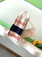 CHANEL SHOPPING BAG 34 IN WHITE RED AND NAVY BLUE CANVAS - Image 3