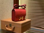 HN Rouge Vif Ostrich Constance Mini 18 gold hardware - Image 2