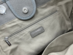 CHANEL CC DEAUVILLE LARGE 38 TOTE BAG IN GREY CANVAS WITH WHITE LOGO - Image 6