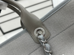 CHANEL CC DEAUVILLE LARGE 38 TOTE BAG IN GREY CANVAS WITH WHITE LOGO - Image 4