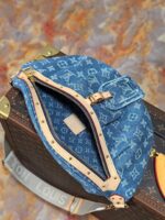 LV 25S BUMBAG 38 IN BLUE MONOGRAM DENIM LEATHER TRIM GOLD HARDWARE - Image 5