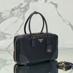LARGE TOP HANDLE BAG 35 IN BLACK NYLON AND CALFSKIN TRIM - Image 2