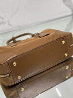 LARGE TOP HANDLE BAG 35 IN CHERRY WOOD NYLON AND CALFSKIN TRIM - Image 4