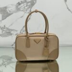 LARGE TOP HANDLE BAG 35 IN DRIED MOSS NYLON AND CALFSKIN TRIM