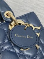 DIOR SMALL LADY D‑JOY BAG 19 IN DARK BLUE CANNAGE GOLD HARDWARE - Image 6