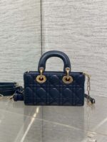 DIOR SMALL LADY D‑JOY BAG 19 IN DARK BLUE CANNAGE GOLD HARDWARE - Image 2