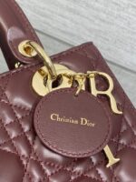 DIOR MEDIUM LADY BAG 24 IN BURGUNDY GOLD HARDWARE - Image 6